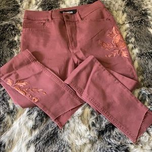 Express rose colored legging jeans